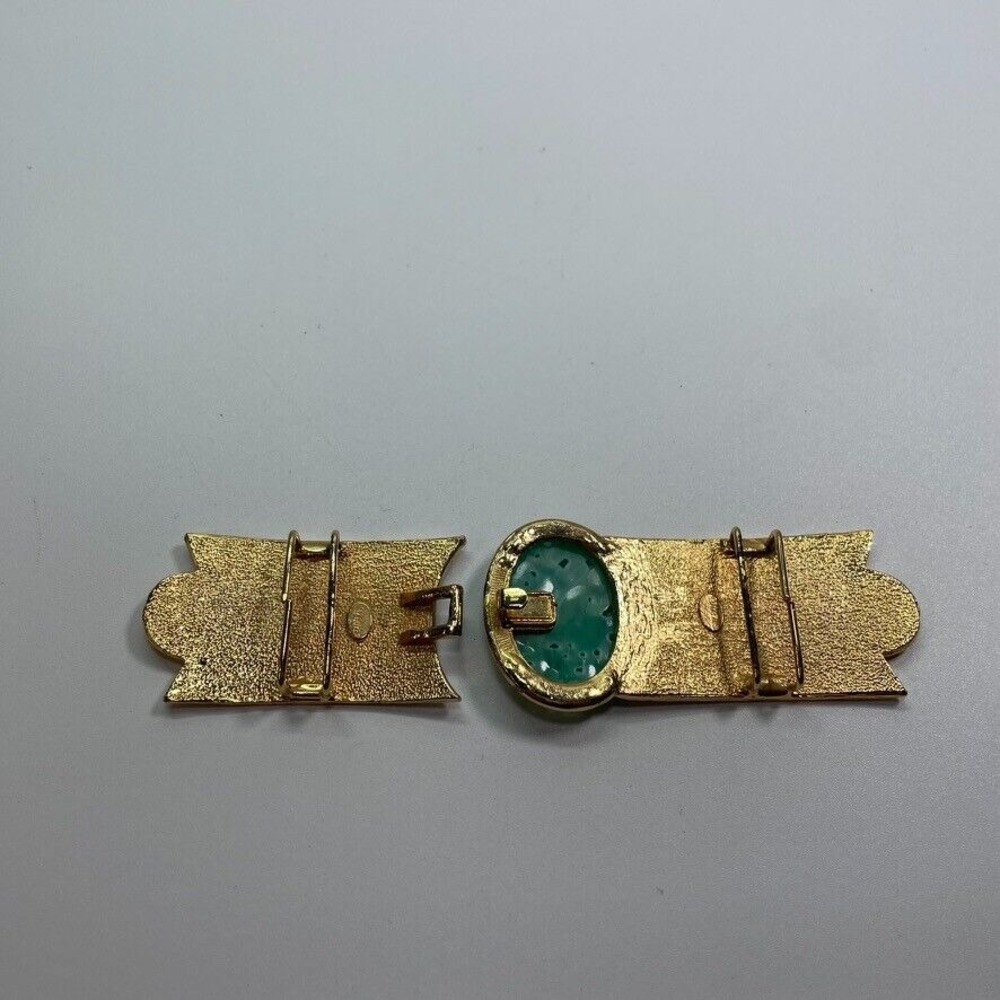Gay Bover Designer Belt Buckle Gold-Tone w/Asian Flair 1980's Takes 1.25" Belt - Picture 6 of 6